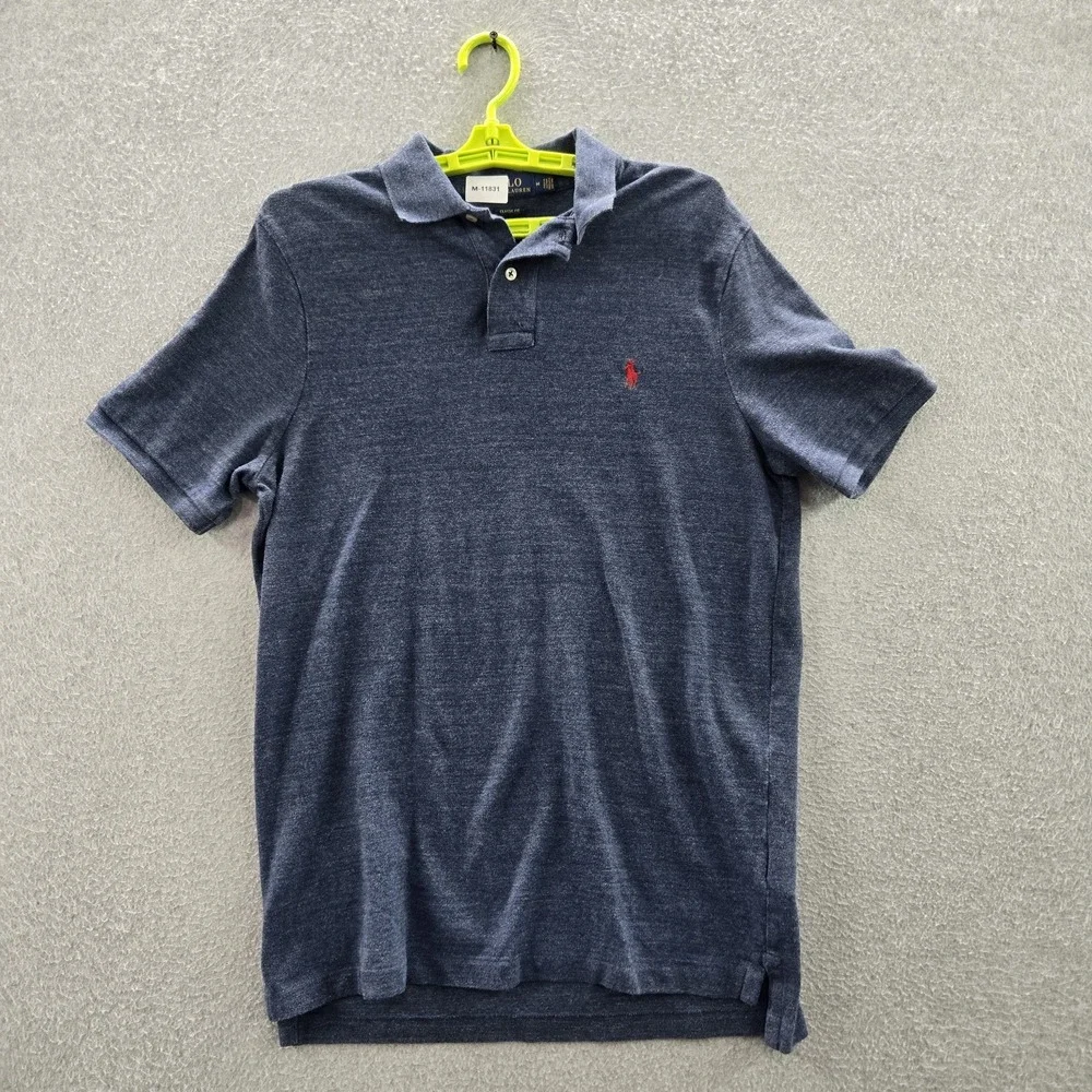 Polo Ralph Lauren Men Polo M Blue Logo Embroidery  Short Sleeve Classic